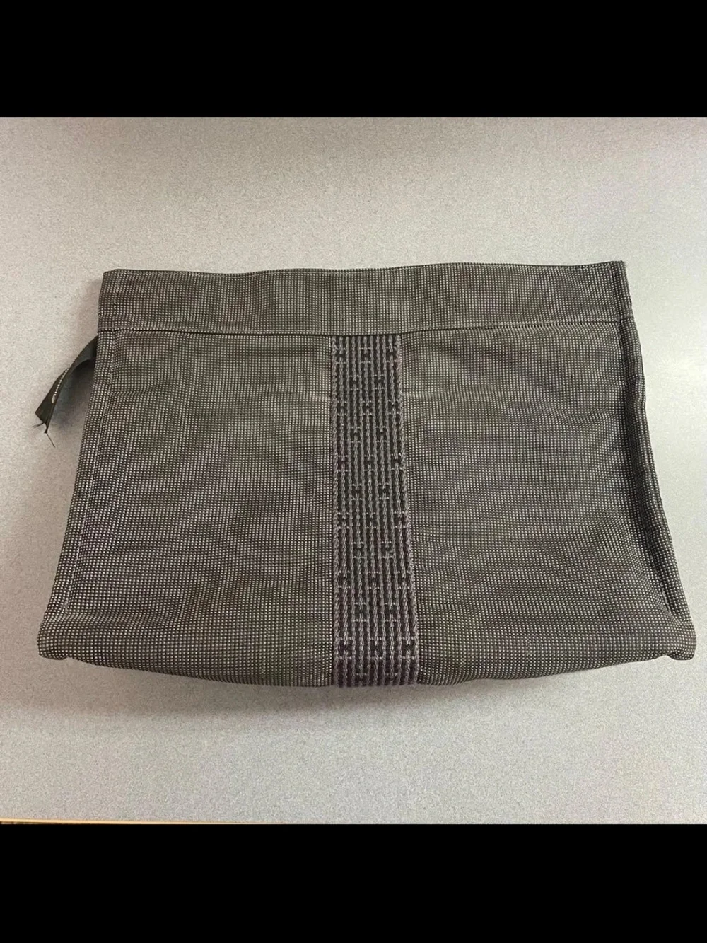 Hermes Charcoal Gray Flat Cosmetic Pouch